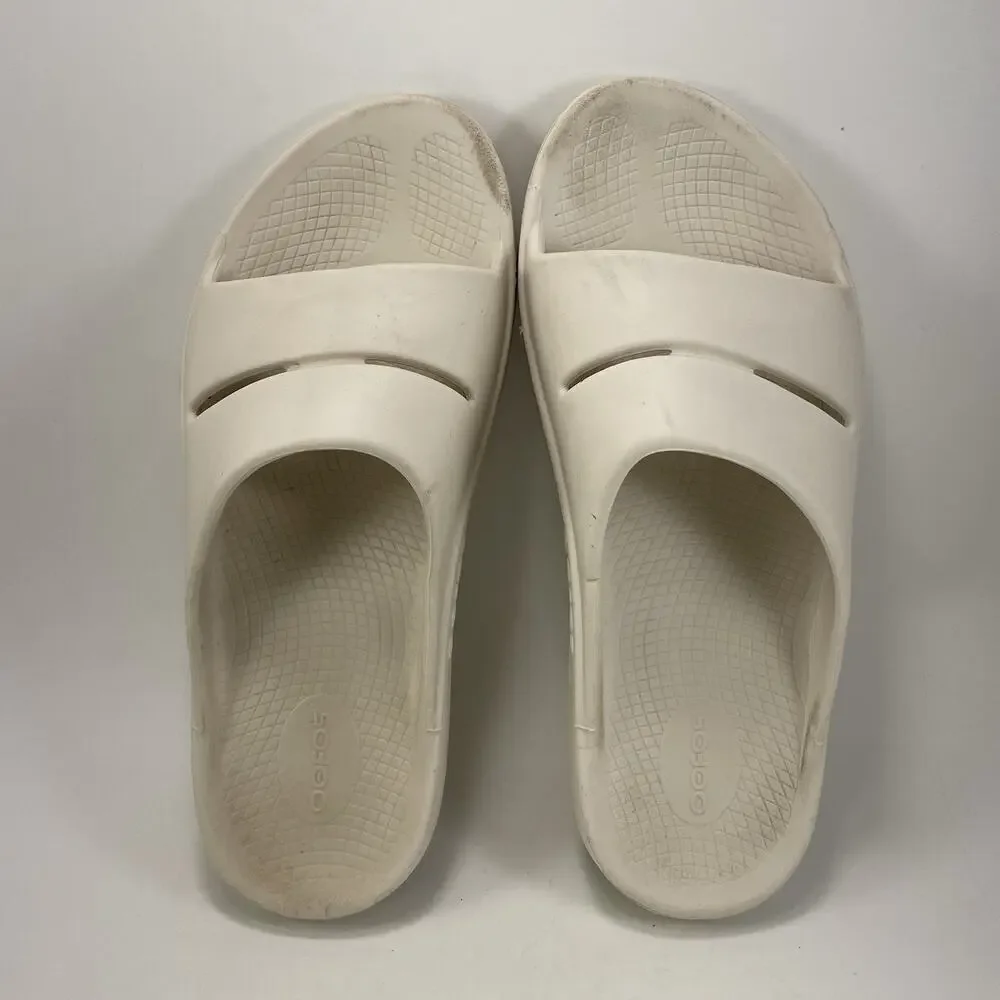 Oofos OOahh Slide Sandals Mens Size 10 Off White Comfort Recovery, Womens 12